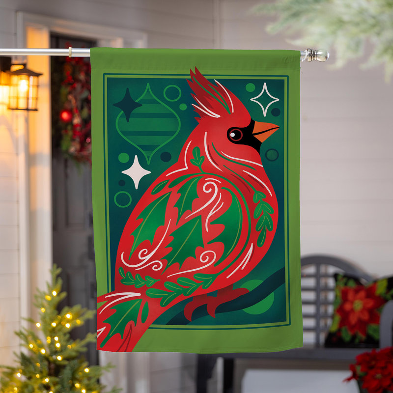 Drapeau de maison décoré Cardinal Burlap