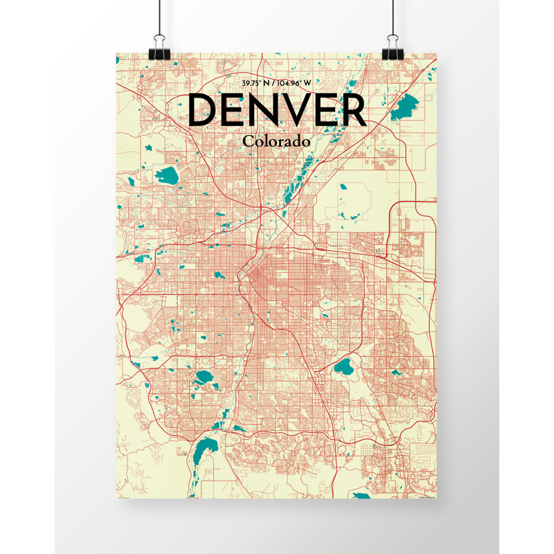 Denver City Map - Unframed Print, 36" H x 24" W x 0.05" D
