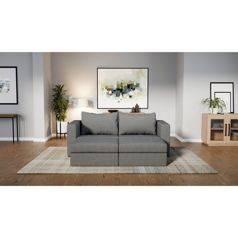 Petit salon | Canapé 3 places + 2 repose-pieds | Parfait pour se détendre, Velours gris