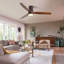 Ventilateur de plafond encastré 52 pouces avec lumières DEL et télécommande en bois massif