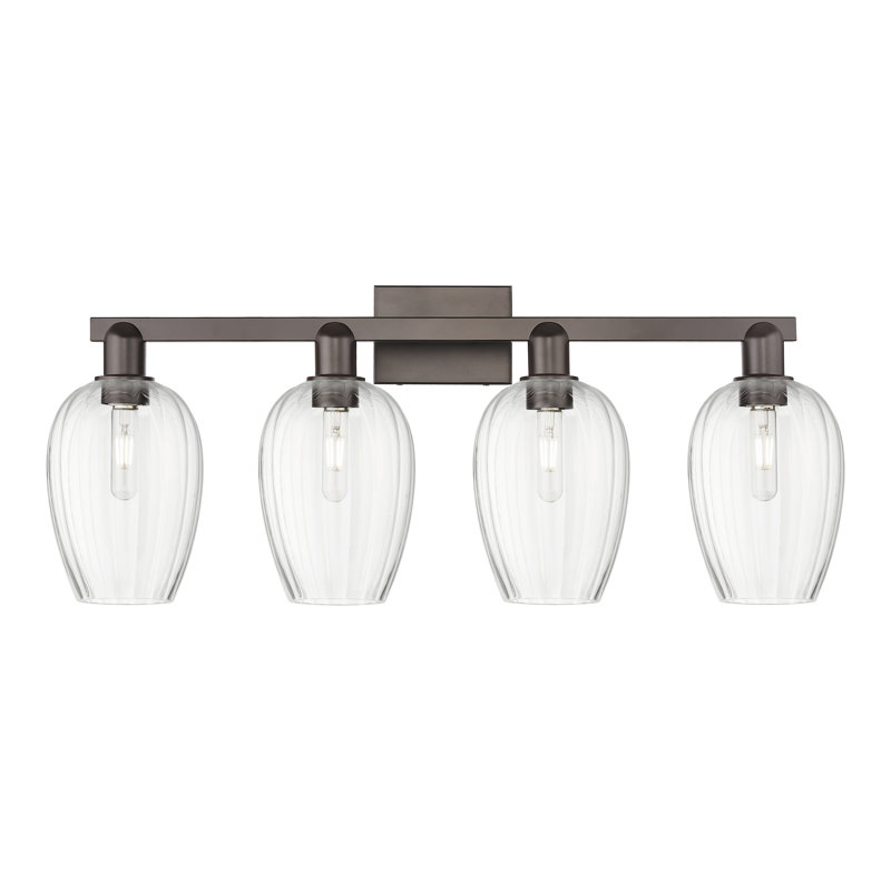 Eldon - Éclairage pour meuble-lavabo de salle de bain 4 lumières, Transparent, Bronze huilé, Quatre lumières