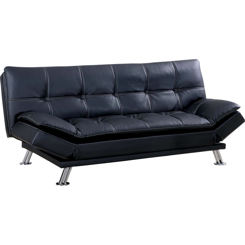 Canapé convertible en similicuir de 73 po de largeur, Noir