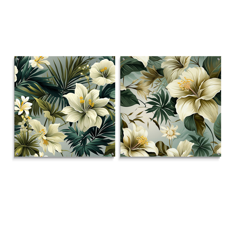 Winterton - Ensemble de 2 plantes murales en acrylique, H 16 po x l 33 po