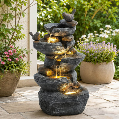Fontaine à cascade à 5 niveaux avec lumières DEL