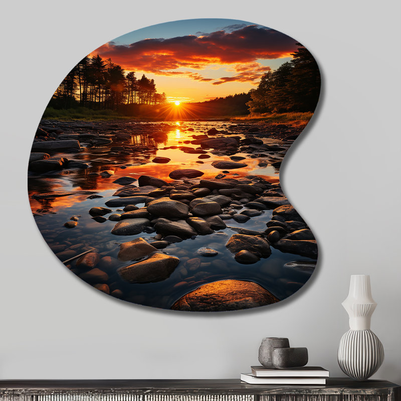 «Kentucky Landscape River - Kentucky Drop Shape», art mural asymétrique en métal, H 27 po x l 27 po