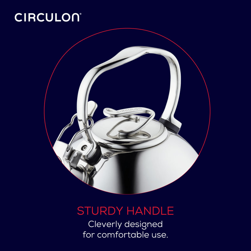 Circulon Stainless Steel Whistling Teakettle with Flip-Up Spout, 2.3-Quart