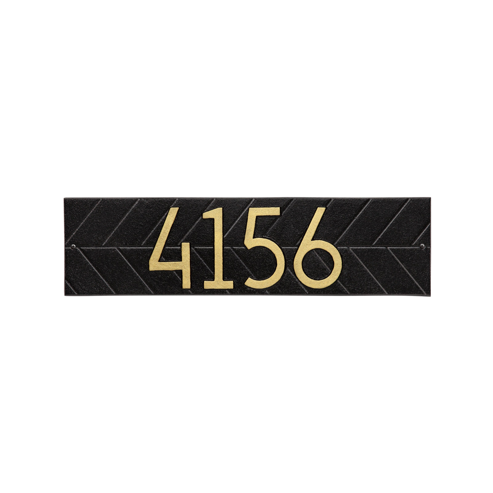 Mid-century Modern Herringbone Wall Plaque, Black/Gold, Yes