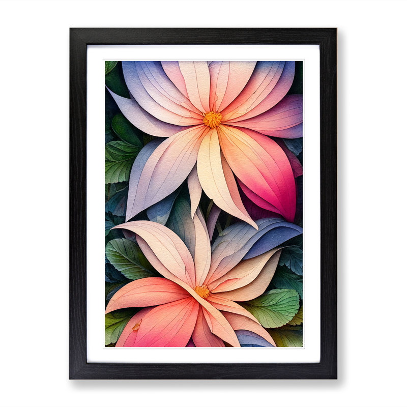 Feisty Flowers - Framed Print, 64cm H x 46cm W x 2cm D, Black