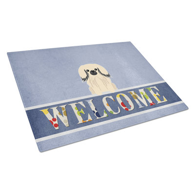 Planche à découper en verre trésors pékinois caroline Welcome Dog