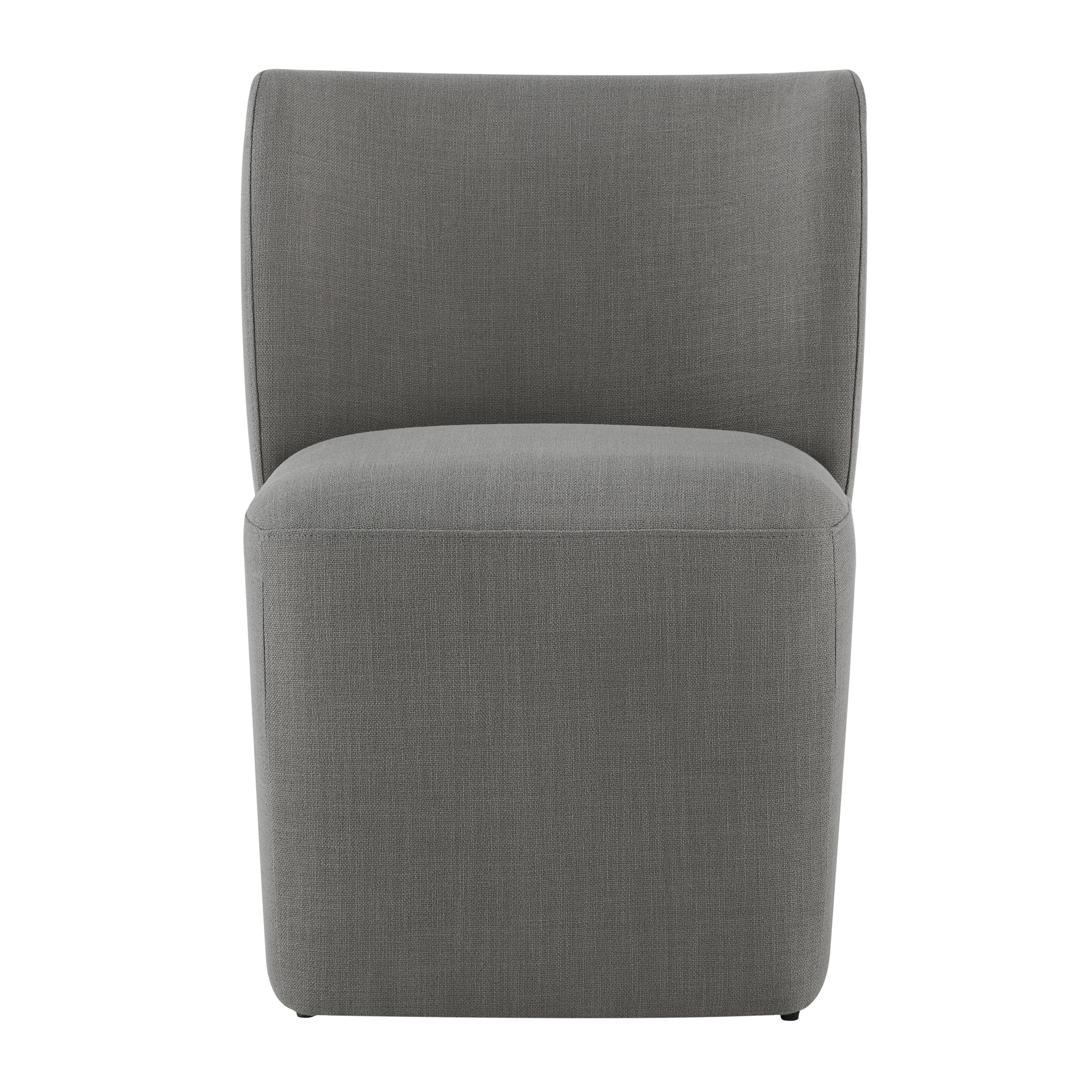 Madie Upholstered Dining Chair with Casters ( Set of 2), Performance Linen Effie Flint