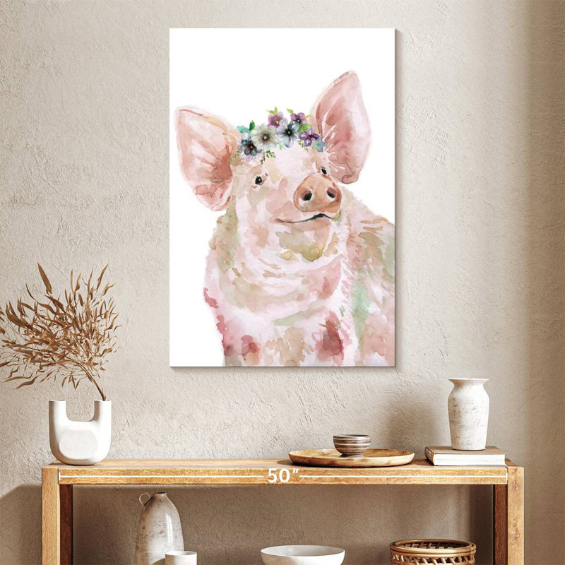 Brampt Flower Crown Pig, 39" H x 26" W