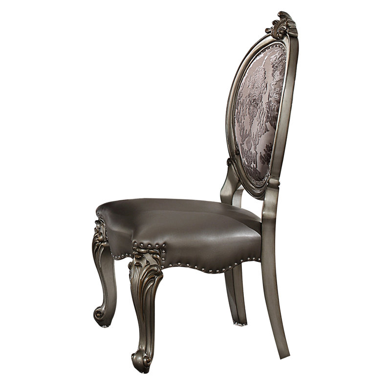 Chaises d'appoint ovales argent et platine, Argent argent, Brun