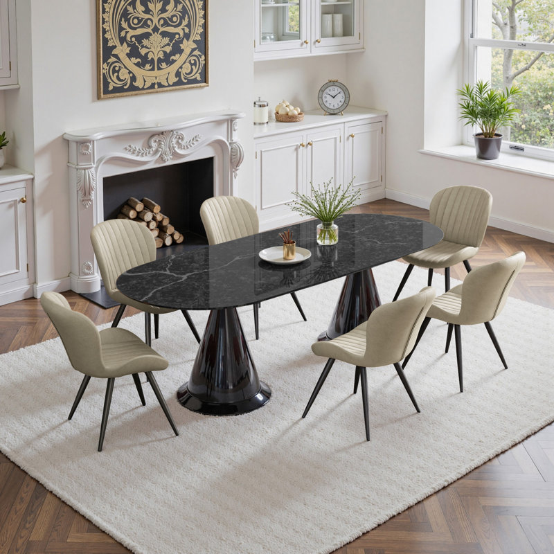 Upholstered Dining Chairs in Scandinavian Style, Beige Faux Leather, 4