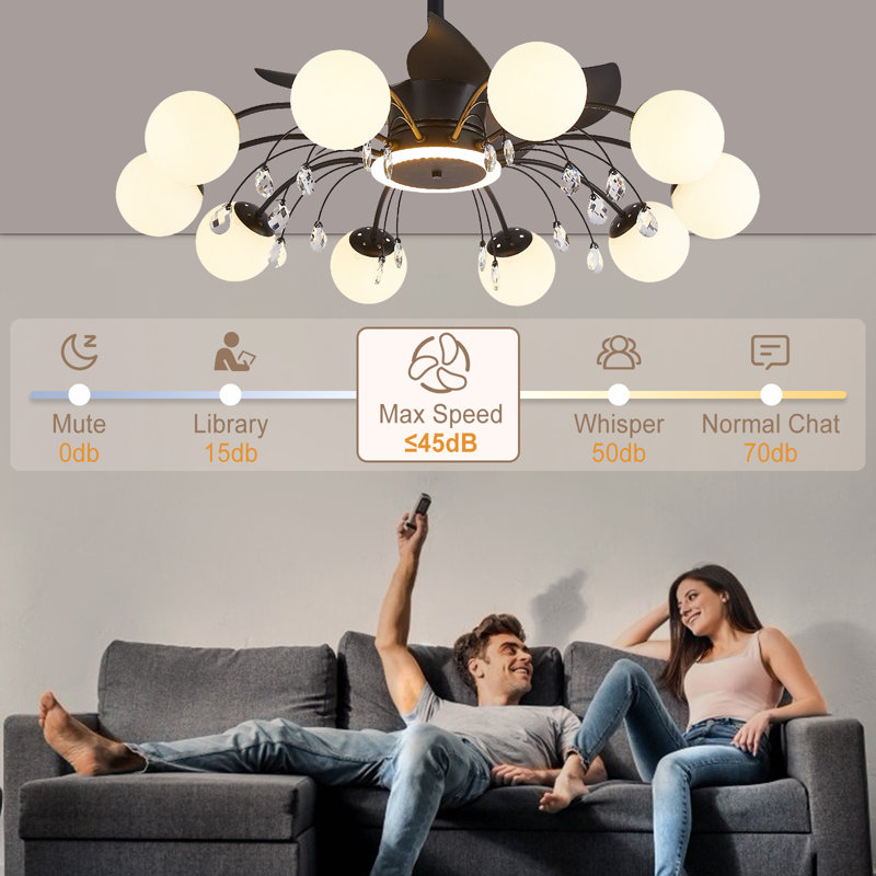 39.4" Bladeless Ceiling Fan with Remote and 10 lights, Black