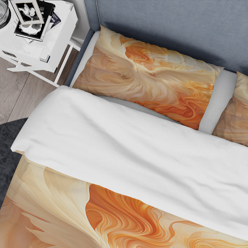 Ensemble de housse de couette beige et orange Infinite Dimensions - Collages abstraits, Housse de couette pour grand lit