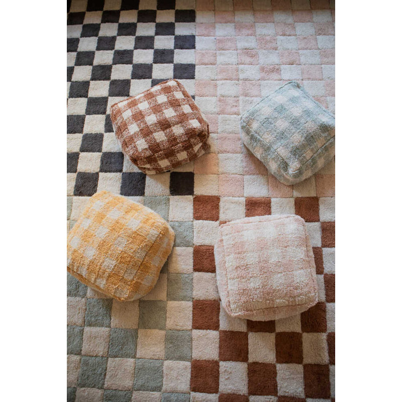 Vichy Square Pouf, Toffee
