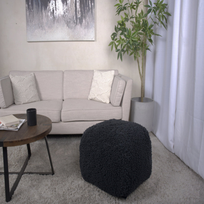 Microfiber Upholstered Square Pouf Ottoman