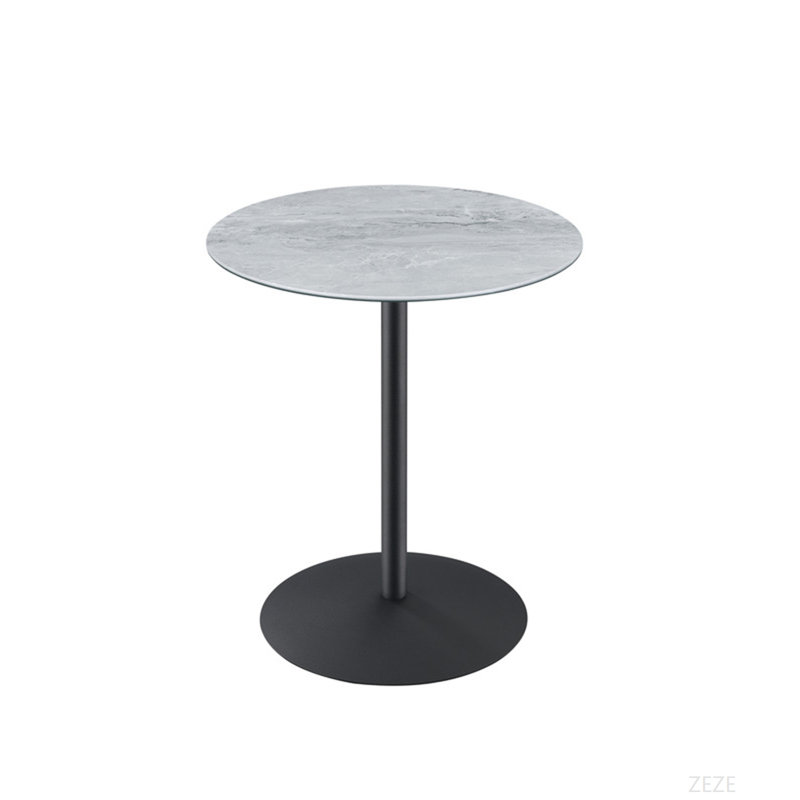 17.5"W End Table With Gray Marble Textured Top, Gray