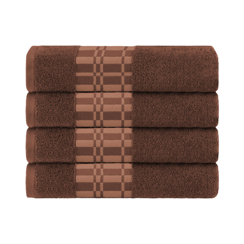 Ensemble de 4 serviettes de bain Mikira Larissa, Chocolat