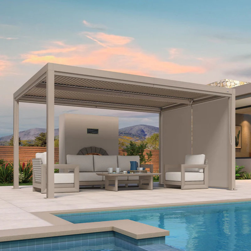 Accessoire de pergola mauve à persiennes mauve 10 pi champagne, pergola non incluse, 90.2" H x 183.07" W x 4.33" D
