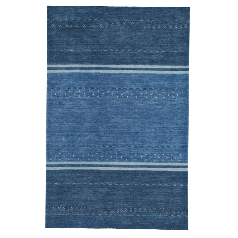 Gava Hand Loomed Wool Oriental Area Rug in Blue, Rectangle 9' x 12'