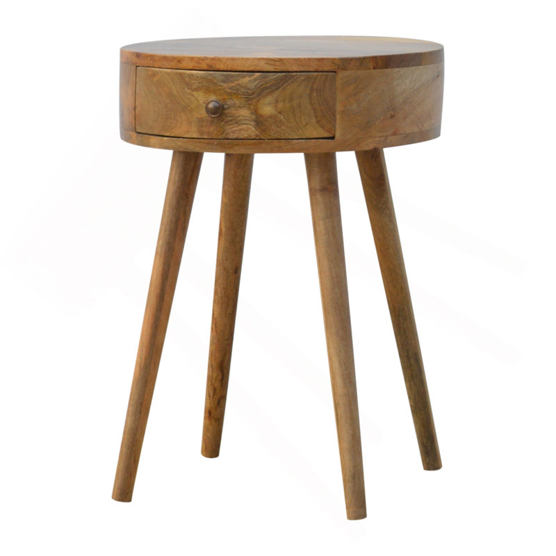 Nordic Circular Shaped Bedside, 1-Drawer, Oak, Oak