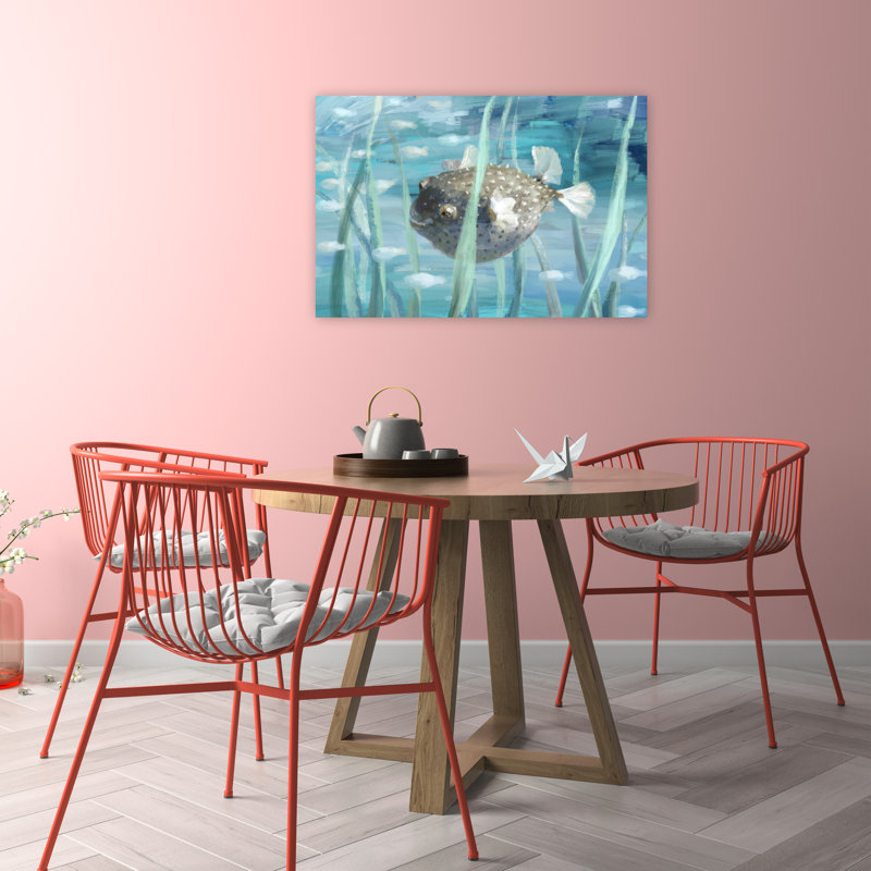 Art mural Pufferfish in Seagrass, 24" H x 36" W