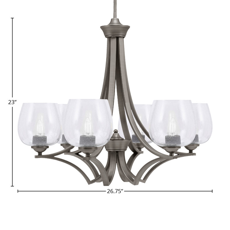Lustre 5 lumières Zilo illustré avec verre transparent de 6 po Zilo, Graphite