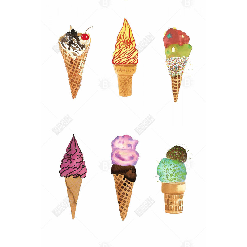 Ice Cream Cones - Food Kitchen Canvas Art for Home Decor, 37.25" H x 25.25" W
