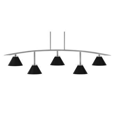 Barre d'éclairage 5 lumières kurve au fini graphite avec abat-jour conique en métal de 7 po