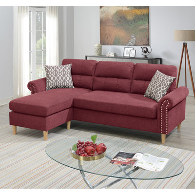 Reversible Sectional Sofa Set With Tufted Cushions And Accent Pillows,  For Modern And Elegant Living Spaces