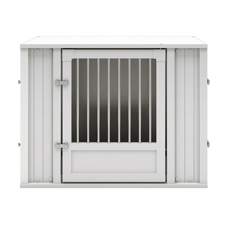Cage pour chien durable avec placement de porte flexible, Moyen (H 24,4 po x l 23,1 po x P 32 po), Blanc antique