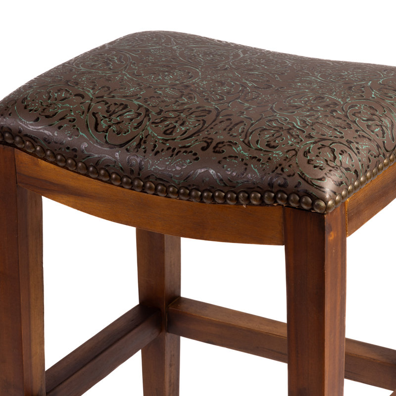 Genson Bar Stool, Counter Stool (26" Seat Height), Saddle Cowboy Turquoise