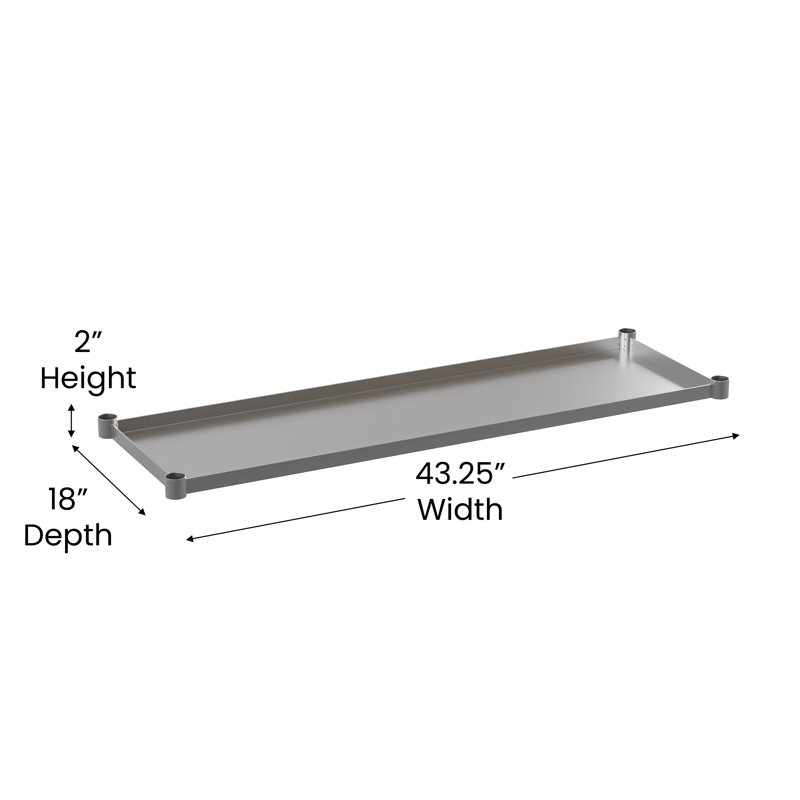 Galvanized Steel Adjustable Add-On Work Table Restaurant Shelf for Work Tables, 24" x 48"