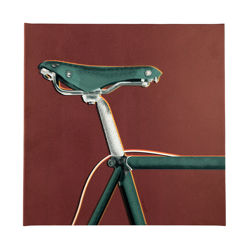 Bike Saddle Orange by Alarm a Hand Embelished Textured Canvas, 44" H x 44" W x 1.5" D