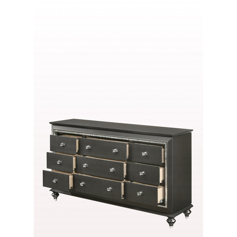 Commode à finition moderne gris métallique, Gris argenté
