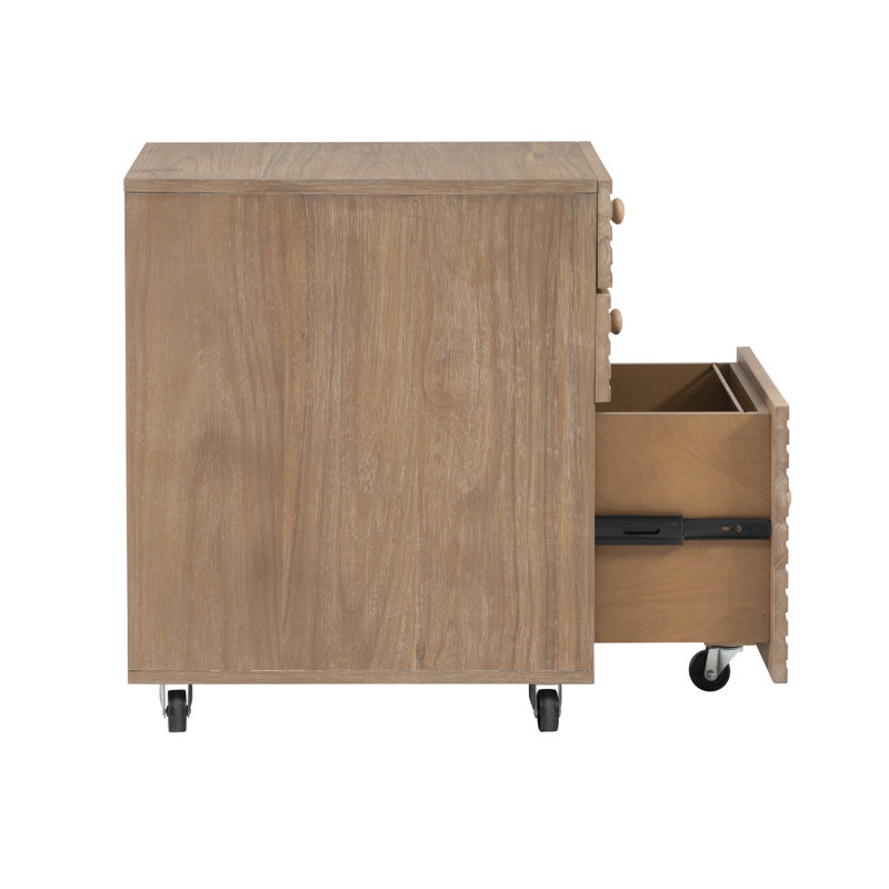 Derrione 15.5 " Wide 3 Vertical Filing Cabinet, Natural