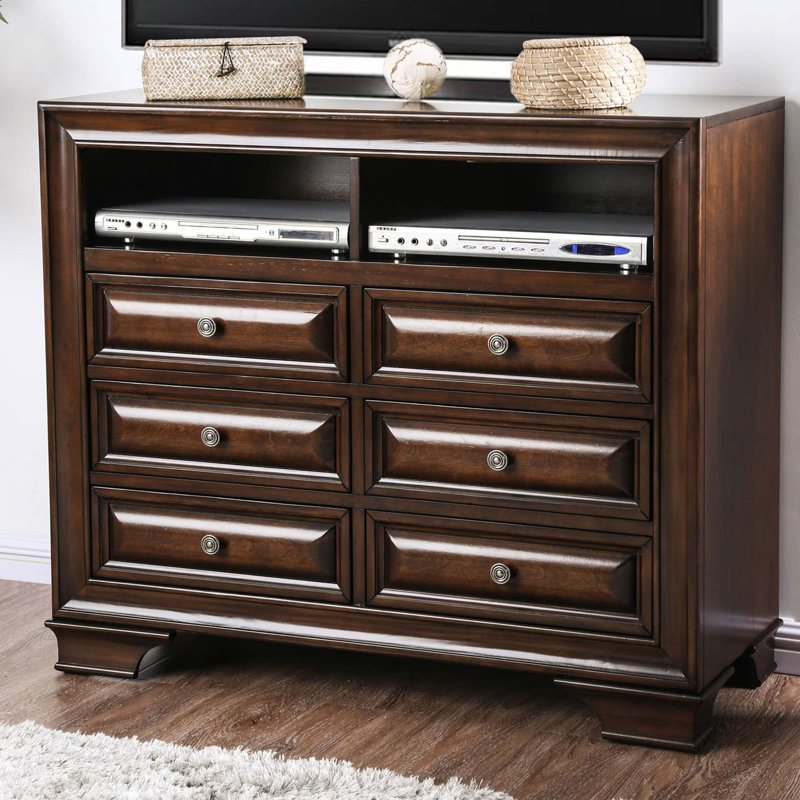 Commode 6 tiroirs avec espace de rangement ouvert