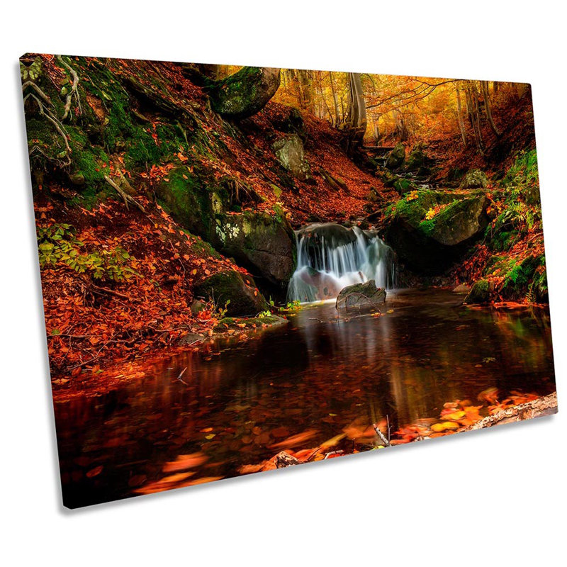 Forest Sunset Lake Floral - Wrapped Canvas Print, 81.3cm H x 121.9cm W