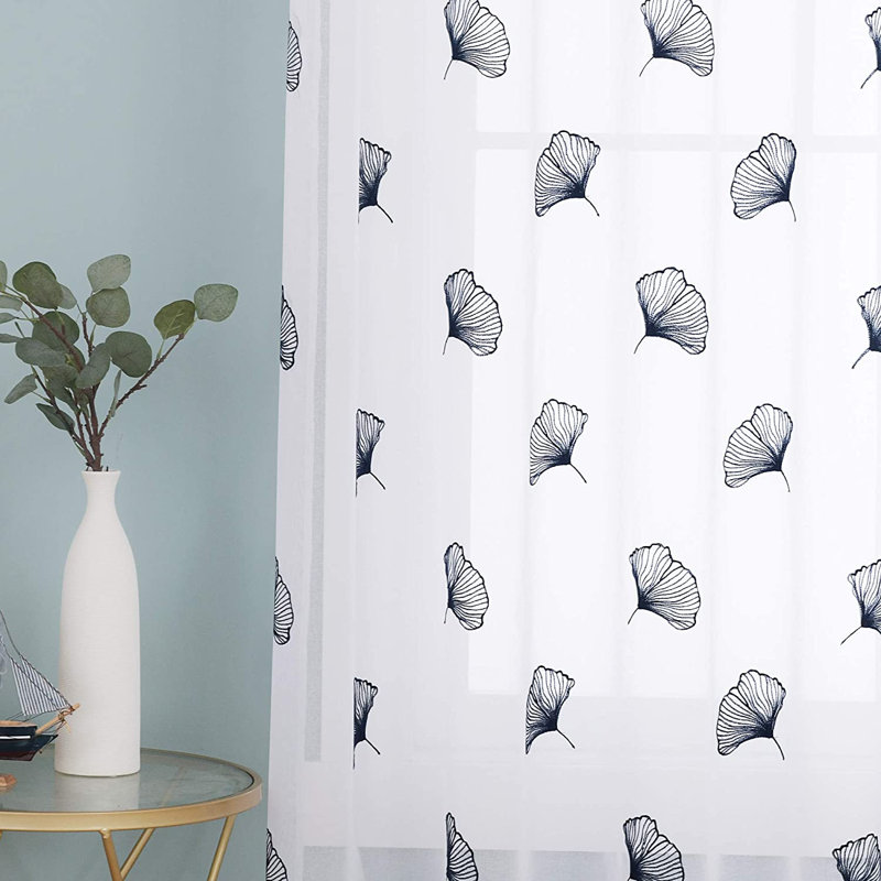 Erwinville Sheer Curtain Pair, 140 W x 138 D cm, Navy Blue