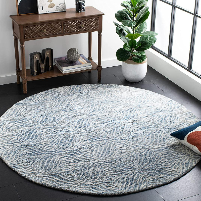 Pezanetti Hand Tufted Wool And Cotton With Latex Abstract Rug, Round 6'