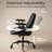 Camellia Ergonomic Faux Leather Office Chair with Pebble Seat, Mid-Century Desk Chair, Adjustable Height, Tilting, Swivel, Rolling Wheels-440765448