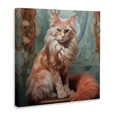 Cat Nouveau Portrait Canvas Wall Art by Steve Hunziker