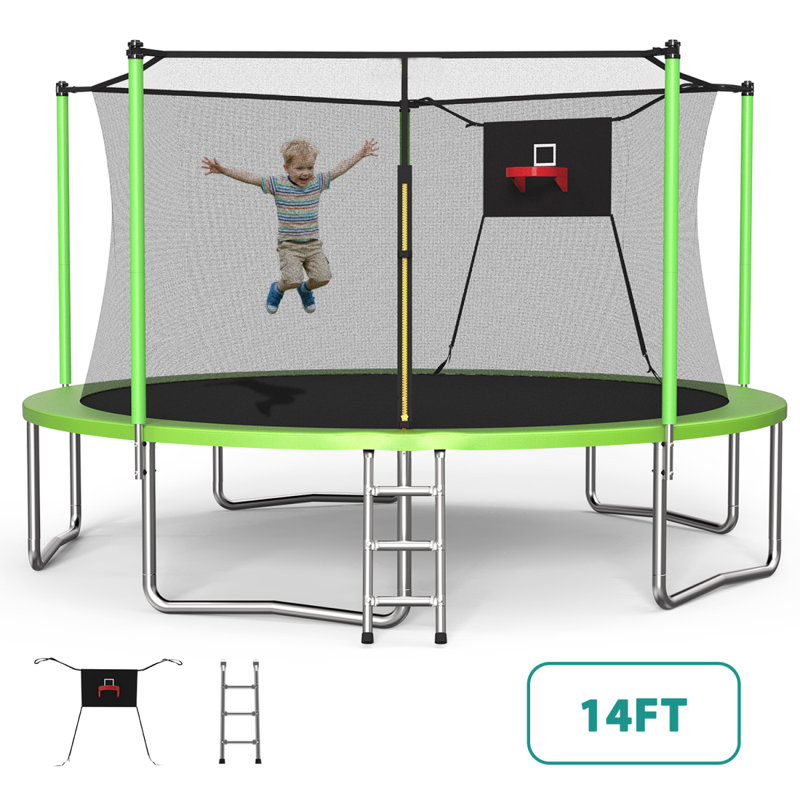 Trampoline 14 pieds, trampolines de sport avec filet d'enclos, trampolines récréatifs pour l'extérieur intérieur