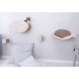 TRIXIE Wall Mounted Cat Lounge Set, Hammock and Condo with Two Steps, Cat Furniture, Scratching Post