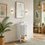 Meuble de salle de bain autoportant, 45,7 cm (18 pouces), blanc avec dessus en céramique, entièrement assemblé