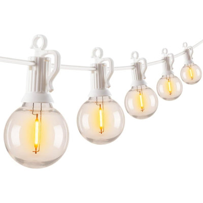 Outdoor String Lights - Connectable Dimmable LED Patio String Lights with G40 Globe Plastic Bulbs