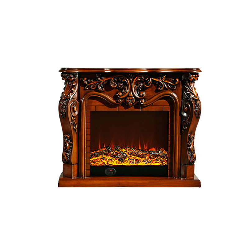 47.64"Modern Minimalist Brown Simulated Flame Decorative Electric Fireplace, Brown