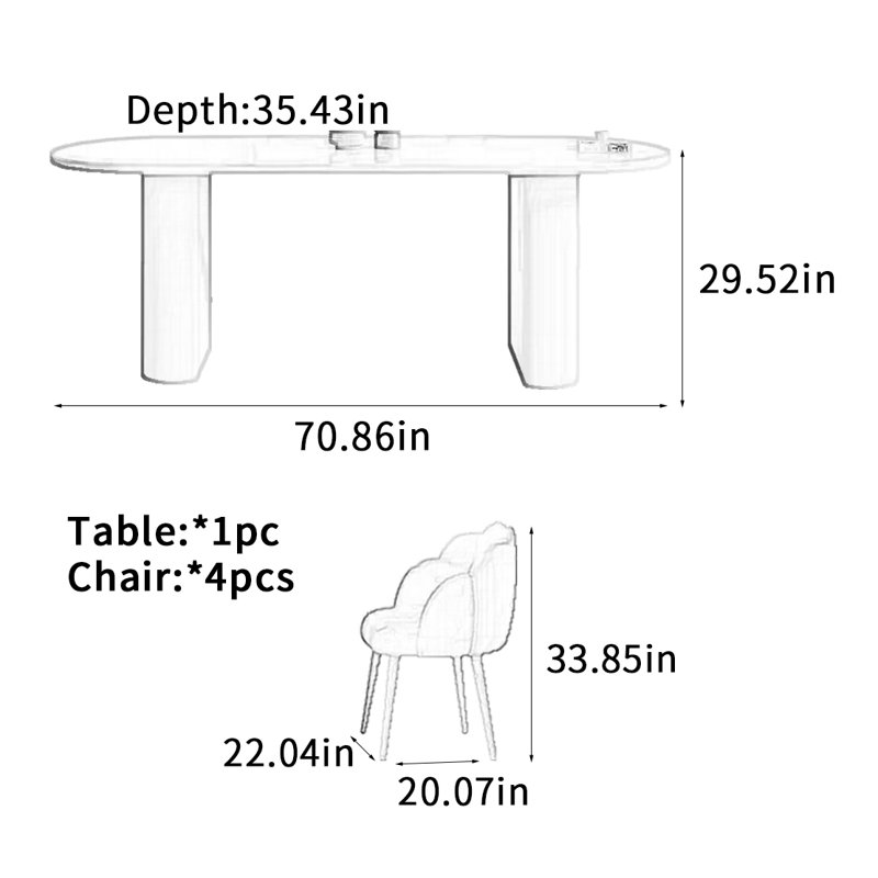 Table de salle à manger Simple French Rock, H 29,52 po x L 70,86 po x l 35,43 po