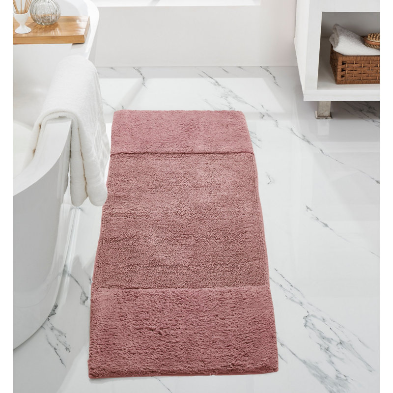 Tapis pour salle de bain 100% coton Merkle, Tapis de couloir 20 po x 60 po, Rose